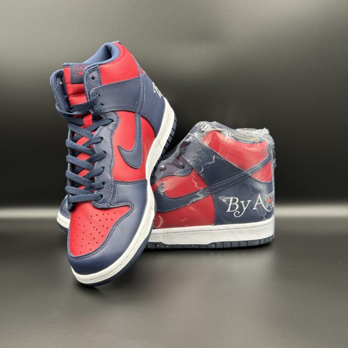 Supreme x Nike SB Dunk High By Any Means Red Navy