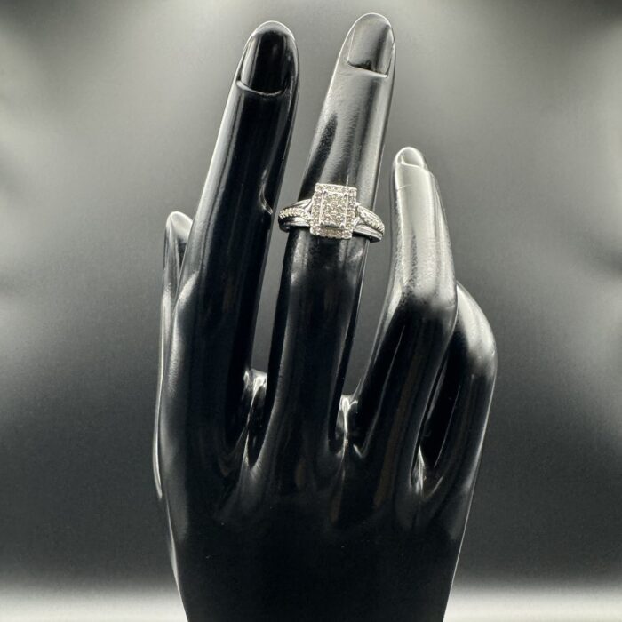 9ct White Gold Diamond Cluster Engagement Ring - Image 2