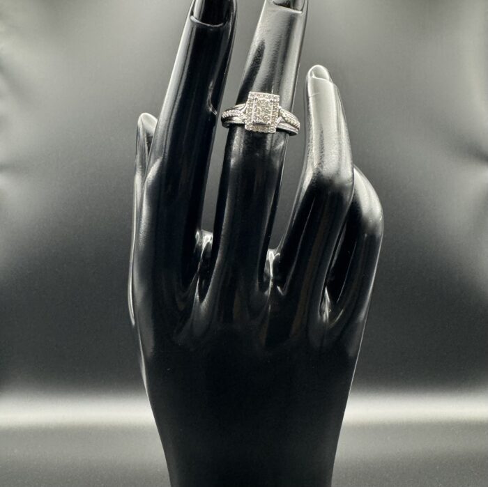 9ct White Gold Diamond Cluster Engagement Ring - Image 3