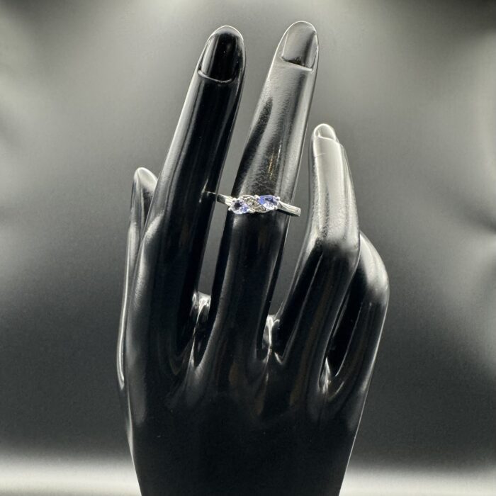 Sterling Silver 925 Ring With Two Violet Stones