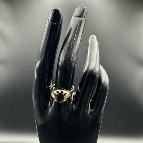 9ct Gold Gypsy Ring with Black Onyx Stone