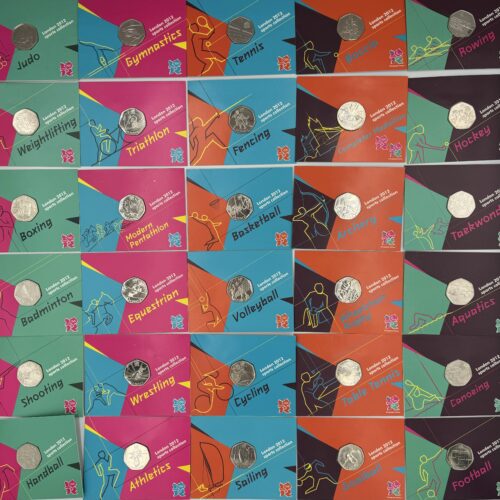Royal Mint 2012 London Olympic 50p Full Coin Set